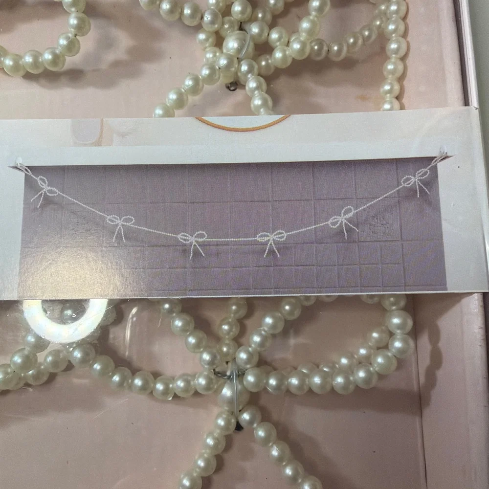 Cupcakes and Cashmere Pearl Bow 6 Foot Coquette Romance Garland New